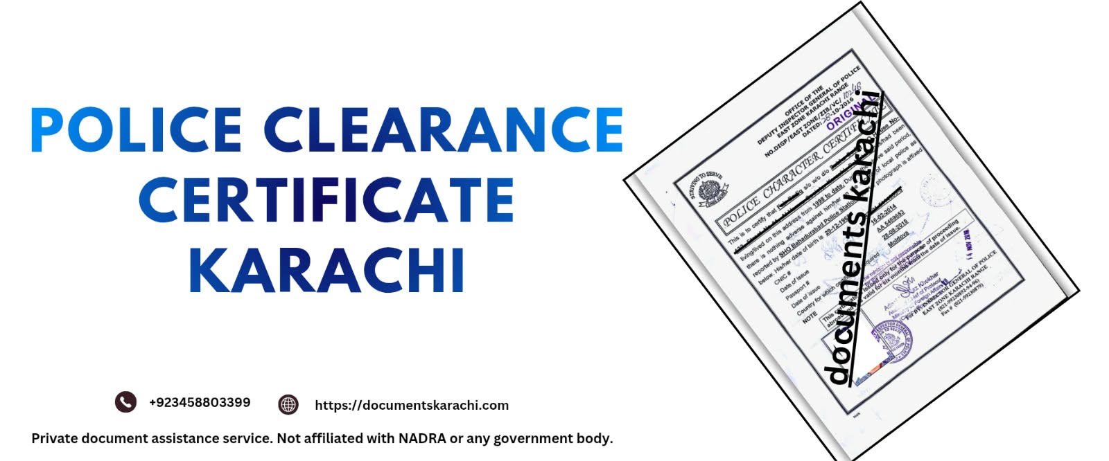 Police Clearance Certificate Karachi sample